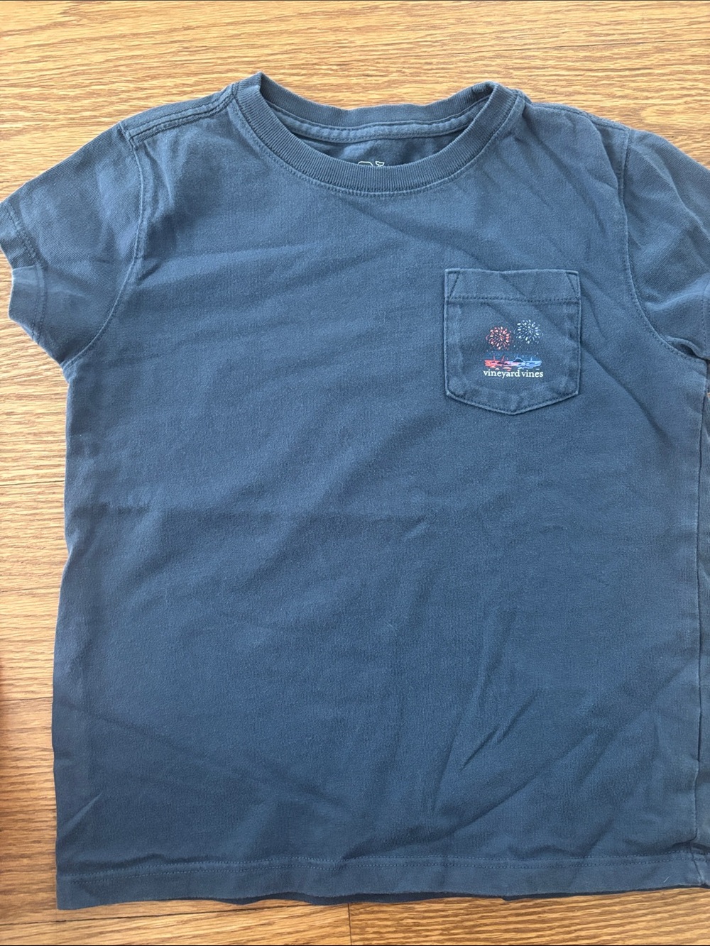 Vineyard Vines Girls Navy Short Sleeve Fireworks Pocket Tee